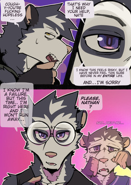 3_panel_comic angry anthro black_clothing black_shirt black_tank_top black_topwear bodily_fluids clothing crying dialogue duo eyewear flashback fur glasses male open_mouth profanity purple_eyes round_glasses sharp_teeth shirt speech_bubble tail tank_top tears teeth text topwear white_body white_fur yellow_eyes king_slabu nathan_(king_slabu) nolan_(king_slabu) american_opossum mammal marsupial virginia_opossum absurd_res comic digital_media_(artwork) english_text hi_res brother_(lore) brothers_(lore) sibling_(lore)