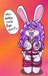 anthro ashes bdsm bodily_fluids bondage bound bunny_ears_(gesture) cum female genital_fluids gesture restraints rope rope_bondage solo pyroashes lagomorph leporid mammal rabbit 9:14 absurd_res hi_res trans_(lore) trans_woman_(lore)