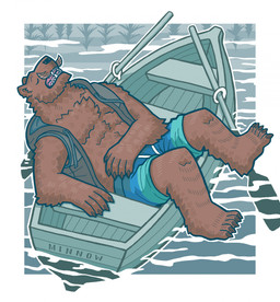5_fingers 5_toes anthro biped black_nose blue_clothing blue_swimming_trunks blue_swimwear boat brown_body brown_claws brown_ears brown_fur claws clothed clothed_anthro clothed_male clothing eyes_closed feet finger_claws fingers fur grey_clothing grey_hoodie grey_topwear hoodie lake lying male male_anthro multicolored_clothing multicolored_swimming_trunks multicolored_swimwear oar on_back open_clothing open_hoodie open_topwear outline pink_tongue plant plantigrade sharp_teeth sleeping sleeveless_hoodie snout solo swimming_trunks swimwear teal_clothing teal_swimming_trunks teal_swimwear teeth toe_claws toes tongue topwear vehicle watercraft white_outline snarkysardine bear brown_bear mammal ursine hi_res