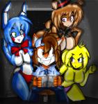 anthro big_breasts breasts clothed clothing crossgender featureless_breasts female group machine male non-mammal_breasts topless zhengfox five_nights_at_freddy's five_nights_at_freddy's_2 five_nights_in_anime scottgames fan_character toy_bonnie_(fnaf) toy_chica_(fnaf) toy_freddy_(fnaf) animatronic avian bear bird canid canine chicken fox galliform gallus_(genus) lagomorph leporid mammal phasianid rabbit robot 2015 hi_res