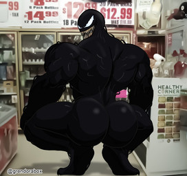 big_butt big_muscles black_body black_butt butt butt_focus crouching looking_back male muscular muscular_humanoid muscular_male not_furry open_mouth open_smile parody sharp_teeth simple_background smile solo spread_legs spreading teeth grendorabox broly_culo marvel spider-man_(series) venom_(marvel) alien humanoid monster symbiote 2021 archived_source meme