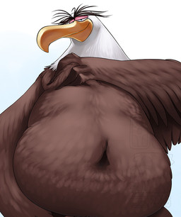 anthro eyebrows half-closed_eyes hand_on_chest looking_at_viewer male narrowed_eyes nude obese overweight overweight_anthro overweight_male seductive simple_background slightly_chubby smile solo thick_eyebrows eclipticafusion angry_birds rovio_entertainment sega mighty_eagle accipitrid accipitriform avian bird eagle
