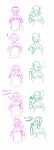 blush duo exclamation_point female female/female horn humor knitting_needle not_furry question_mark text unknown_artist homestuck ms_paint_adventures kanaya_maryam rose_lalonde alien alien_humanoid horned_humanoid human humanoid mammal troll_(homestuck) hi_res