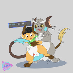 age_difference anthro aroused balls clothing daddy_kink duo eye_bags eyebrows flirting flirting_look genitals half-erect hat headgear headwear inviting_to_sex male male/male older_male penis penis_size_difference scarf size_difference speech_bubble surprised text thick_eyebrows lunamuenster nintendo pokemon pokemon_mystery_dungeon spike_chunsoft weber_(lunamuenster) generation_1_pokemon pokemon_(species) raichu 1:1 hi_res