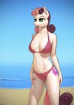 aged_up anthro anthrofied beach bikini breasts clothing colored_nails cutie_mark eyebrows eyelashes female green_eyes hair horn long_hair multicolored_hair nails navel open_mouth pink_bikini pink_clothing pink_hair pink_nails pink_swimwear pink_tail purple_hair purple_tail seaside solo swimwear tail two-piece_swimsuit two_tone_hair two_tone_tail water white_body white_skin apocheck13 conditional_dnp friendship_is_magic hasbro my_little_pony mythology sweetie_belle_(mlp) equid equine mammal mythological_creature mythological_equine unicorn absurd_res hi_res