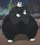 anthro belly big_butt black_clothing butt clothing fur gold_(metal) gold_jewelry huge_butt huge_thighs jewelry male overweight overweight_anthro overweight_male ring suit thick_thighs white_body white_fur megacoolbear_(artist) disney zootopia koslov_(zootopia) bear mammal polar_bear ursine hi_res