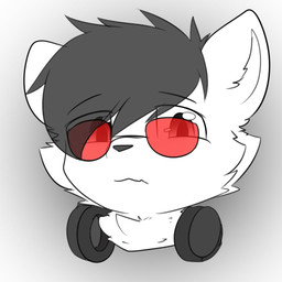 anthro cheek_tuft eyewear facial_tuft fur glasses glistening glistening_eyes grey_background grey_hair hair looking_at_viewer male mouth_closed narrowed_eyes short_hair simple_background solo tinted_glasses tuft unsigned white_body white_fur kewkungzn 1:1 headshot_portrait icon portrait