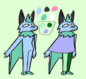 anthro blind blue_body blue_fur blue_hair clothed clothing disability fur green_body green_fur hair male nude simple_background solo standing wings firefa nyx_whyamionthisgame bat mammal digital_media_(artwork) model_sheet