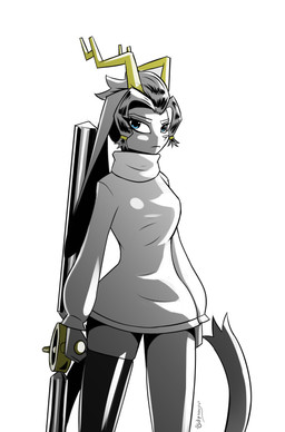 anthro antlers biped black_clothing black_legwear black_stockings blue_eyes breasts clothed clothed_anthro clothed_female clothing dream_breaker_(pseudoregalia) eyebrows female female_anthro floppy_ears fur grey_body grey_fur grey_hair hair horn legwear light long_ears looking_at_viewer lop_ears melee_weapon monotone_body monotone_fur ponytail shadow simple_background solo standing stockings sweater tail thick_thighs topwear turtleneck weapon white_background white_clothing white_sweater white_topwear yellow_antlers gatonejo pseudoregalia sybil_(pseudoregalia) bovid caprine goat hybrid jackalope lagomorph leporid mammal rabbit 2026 absurd_res digital_drawing_(artwork) digital_media_(artwork) hi_res signature