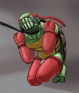 adolescent angry anthro armbinder bdsm binder_(restraint) biped bondage bondage_gear bound chastity_cage chastity_device collar forced green_eyes leash legbinder male mask muzzle_(object) muzzled restraints shell solo teeth turtle_shell young literaturabdsm teenage_mutant_ninja_turtles raphael_(tmnt) reptile scalie turtle hi_res