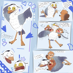 avian_feet beak beaver_tail blush bodily_fluids brown_body brown_fur buckteeth claws dialogue duo exclamation_point eyes_closed feathered_wings feathers female feral flying fur grey_body grey_feathers group holding_another male open_mouth simple_background size_difference solo speech_bubble sweat tail tail_feathers tan_body tan_fur teeth text thought_bubble tired tongue trio white_body white_feathers wide_eyed wings craftycrayola disney hoppers_(disney) pixar conner_(hoppers) king_george_(hoppers) mabel_tanaka avian beaver bird great_heron heron mammal pelecaniform rodent 1:1 comic english_text hi_res