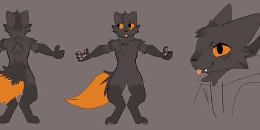 4_fingers 4_toes :3 ambiguous_gender anthro arm_tuft big_ears big_eyes big_tail black_body black_claws black_eyebrows black_eyes black_fur black_nose black_tail blep bottomless cheek_tuft chest_tuft claws clothed clothing digitigrade dipstick_tail eyebrows facial_tuft feet fingers fluffy fluffy_chest fluffy_tail front_view fur grey_body grey_fur handpaw head_tuft hoodie hoodie_only looking_away markings multicolored_body nude orange_sclera orange_tail_tip pawpads paws pink_pawpads pupils rear_view shoulder_tuft side_view simple_background slit_pupils standing t-pose tail tail_markings toes tongue tongue_out topwear topwear_only tuft two_tone_body barleys_shield casualties:_unknown gunsaw canid canine expie_(gunsawian) fox gunsawian hybrid mammal murid murine rat rodent 2026 colored colored_sketch digital_drawing_(artwork) digital_media_(artwork) model_sheet sketch