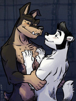 anthro anthro_on_anthro blush chest_rub chest_tuft cloudco duo fur hair hairy hug male male/male nude romantic romantic_couple simple_background smile tail tuft underbite whiskers white_body k-9 buddy_thunderstruck_(series) buddy_thunderstruck_(character) darnell_(buddy_thunderstruck) canid canine canis domestic_dog domestic_ferret mammal mustelid musteline true_musteline weasel 3:4 hi_res
