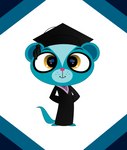 anthro blue_body blue_fur clothing fur graduation_cap graduation_robe hands_behind_back hat headgear headwear looking_at_viewer male robe smile solo yellow_eyes martianboom hasbro littlest_pet_shop littlest_pet_shop_(2012) sunil_nevla herpestid mammal mongoose 2014