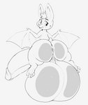 against_surface anthro anus balls big_balls big_butt big_penis butt fur genitals huge_balls huge_butt huge_penis hyper hyper_balls hyper_genitalia hyper_penis looking_back male on_glass overweight overweight_anthro overweight_male pawpads penis perineum small_but_hung solo wings heftyotter echo_beat bat mammal absurd_res hi_res monochrome