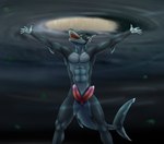 abs animal_genitalia anthro biceps claws detailed_background elbow_fin elemental_manipulation erection fin fingers genital_slit genitals grey_body hurricane looking_at_viewer magic magic_user male multi_genitalia multi_penis multicolored_body muscular muscular_anthro muscular_male nude open_mouth outside pecs penis shark_tail solo storm tapering_penis teeth weather_manipulation wind howlfeiwolf fish marine shark absurd_res digital_media_(artwork) hi_res