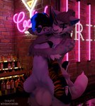 abdominal_bulge alcohol anthro balls belly belly_expansion beverage big_balls bodily_fluids cum cum_in_pussy cum_inside duo excessive_cum excessive_genital_fluids expansion genital_fluids genitals male male/male neon_lights penetration penile penile_penetration penis_in_pussy pussy sign thick_thighs vaginal vaginal_penetration strikeroverride_(artist) hobkin waggan 3d_(artwork) blender_(artwork) digital_media_(artwork) hi_res