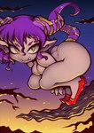 breasts clothing female footwear footwear_only hair mostly_nude not_furry purple_hair shoes shoes_only short_stack solo noise_(artist) demon demon_humanoid humanoid hi_res