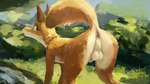 animal_genitalia anus backsack balls butt feral fur genitals male nude orange_body orange_fur outside perineum presenting presenting_anus quadruped raised_tail sheath solo tail mc1 canid canine fox mammal 16:9 2021 4k absurd_res hi_res widescreen