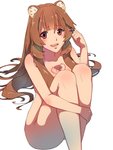 bangs blush brown_hair chest_tattoo female hair knees_on_chest knees_up long_hair looking_at_viewer nude pink_eyes playing_with_hair simple_background solo tattoo white_background chiharu_(9654784) the_rising_of_the_shield_hero raphtalia animal_humanoid canid canid_humanoid canine canine_humanoid humanoid mammal mammal_humanoid procyonid procyonid_humanoid raccoon raccoon_humanoid tanuki_humanoid 3:4 hi_res