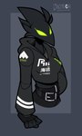 5_fingers anthro beak belt big_breasts black_belt black_body black_clothing black_fingerless_gloves black_gloves black_hair black_handwear black_hoodie black_topwear breasts cheek_tuft cjk_character clothed clothing crop_top crossgender empty_eyes eyelashes facial_tuft female fingerless_gloves fingers front_view gloves green_eyes grey_background grey_clothing grey_crop_top grey_shirt grey_topwear hair handwear hoodie midriff mtf_crossgender navel shirt simple_background slim solo streetwear techwear text text_on_clothing text_on_hoodie text_on_topwear three-quarter_view topwear tuft phosphoruscrow ryze_(phosphoruscrow) avian bird corvid corvus_(genus) crow oscine passerine 2023 digital_media_(artwork) half-length_portrait hi_res portrait signature