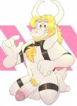 anthro balls beard big_penis biped blonde_hair body_hair chest_hair erection facial_hair genitals hair horn humanoid_genitalia humanoid_penis leather long_ears male mature_anthro mature_male penis pubes solo concupisco undertale undertale_(series) asgore_dreemurr boss_monster_(undertale) bovid caprine mammal 2017