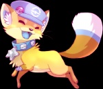 ambiguous_gender clothing collar feral hat headgear headwear looking_at_viewer pedometer pokewalker quadruped simple_background solo star tail transparent_background young young_feral skeleion nintendo pokemon canid canine fox mammal alpha_channel digital_media_(artwork) low_res shaded