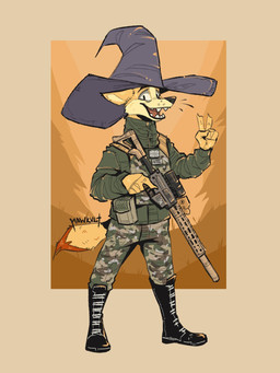 anthro big_hat boots camo camo_clothing camo_print clothing ears_back flag footwear gesture gun hand_gesture hat headgear headwear holding_gun holding_object holding_ranged_weapon holding_rifle holding_weapon looking_at_viewer male military military_clothing military_uniform pattern_clothing pivoted_ears ranged_weapon rifle shoes smile smiling_at_viewer soldier solo tail uniform v_sign warrior weapon wearing_hat mawkvlt 3:4 hi_res