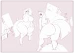 2017 anthro big_breasts blush book border breasts building butt duo equid equine female fluttershy_(mlp) friendship_is_magic growth hair hasbro horn horse house huge_breasts mammal monochrome mr.pink my_little_pony mythological_creature mythological_equine mythology nude open_mouth pink_theme pony tongue twilight_sparkle_(mlp) unicorn white_border