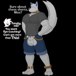 animal_genitalia anthro balls belt blush casual_exposure chaps clothing collar dialogue duo fur genitals hair male muscular nude pecs penis sheath smile text conditional_dnp notkastar max_(notkastar) zatch_(notkastar) canid canine canis mammal wolf 1:1 alpha_channel english_text signature