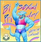 5_fingers anthro bisexual_pride_colors blue_border border bottomwear clothing crop_top fingers lgbt_pride looking_at_viewer male midriff open_mouth positive_message pride_color_bottomwear pride_color_clothing pride_color_topwear pride_colors shirt shorts smile solo super_gay text topwear elfein onix_(onixhope) fish marine shark 2019 absurd_res digital_media_(artwork) english_text hi_res