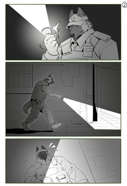 anthro boots building bulletproof_vest clothed clothing flashlight footwear fully_clothed hat_over_eyes male multiple_angles night outside page_number police police_hat police_officer police_uniform shoes side_view solo tail uniform walking 1500jiangbao canid canine canis domestic_dog german_shepherd herding_dog mammal pastoral_dog absurd_res comic hi_res monochrome