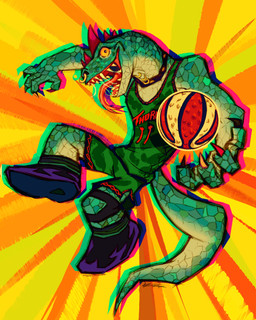 anthro ball basketball_(ball) basketball_uniform bodily_fluids bottomwear clothed clothing collar colored_nails facial_piercing footwear green_body green_bottomwear green_clothing green_scales green_shirt green_shorts green_topwear head_spikes legband lip_piercing male multicolored_claws nails neck_piercing nose_piercing nose_ring piercing purple_spikes ring_piercing roarball_(ball) saliva scales septum_piercing septum_ring shirt shoes shorts solo spikes spikes_(anatomy) sportswear studded_collar studs tail teeth tongue tongue_out tongue_piercing topwear uniform yellow_sclera zzzzutzzzz goat_(movie) sony_corporation sony_pictures modo_olachenko komodo_dragon lizard monitor_lizard reptile scalie 2026 digital_media_(artwork) hi_res