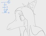 anthro blinking female hair long_hair long_snout looking_at_viewer makeup markings pupils slit_pupils smile smiling_at_viewer snout solo cavemanon cavemanon_studios goodbye_volcano_high snoot_game fang_(gvh) dinosaur prehistoric_species pterodactylus pterosaur reptile scalie animated monochrome short_playtime sketch