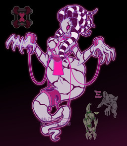 1_eye 4_fingers big_breasts breasts cuff_(restraint) eyelashes female fingers floating front_view ghost_tail grey_body heart_eyes heart_symbol pink_eyes pseudo_hair restraints shackles solo tentacle_hair tentacles thick_thighs wide_hips sammyvzzchacon ben_10 cartoon_network chaquetrix ghostfreak alien alien_humanoid ectonurite ghost humanoid spirit hi_res