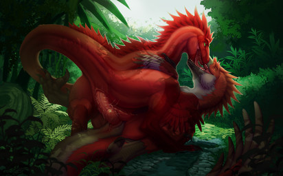 anal anal_penetration animal_genitalia anus arm_feathers bodily_fluids butt claws cowgirl_position duo erection facial_markings facial_tuft feathered_crest feathers feral feral_on_feral feral_penetrated feral_penetrating feral_penetrating_feral fluffy forest french_kissing from_front_position genital_fluids genitals green_eyes head_crest head_markings hug jungle kissing kissing_while_penetrated kissing_while_penetrating long_neck male male/male male_on_bottom male_on_top male_penetrated male_penetrating male_penetrating_male markings messy on_bottom on_top open_mouth penetration penile penile_penetration penis penis_in_ass plant precum red_body red_eyes red_feathers rock saliva saliva_string scales sex snout sun tail teeth toe_claws top_hole tree tuft water wings yellow_sclera essenza daerevmiir detox_(detoxtheraptor) dinosaur dromaeosaurid feathered_dinosaur feathered_scalie prehistoric_species reptile saurischian scalie theropod hi_res