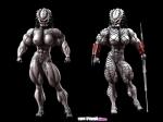3d_(artwork) 4:3 abs alien biceps big_breasts big_muscles breasts clothing digital_media_(artwork) english_text featureless_crotch female fishnet fishnet_clothing hi_res huge_muscles humanoid melee_weapon model_sheet multiple_poses muscular muscular_female muscular_humanoid muscular_thighs nipples not_furry nude polearm pose predator_(franchise) solo spear text tigersan vein veiny_muscles weapon yautja