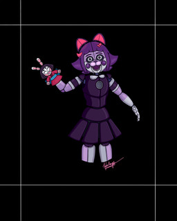 accessory black_clothing black_dress bow_ribbon clothed clothing dress fangs female gloves_(marking) hair hair_accessory hair_bow hair_ribbon hand_puppet looking_at_viewer machine markings open_mouth open_smile puppet purple_cheeks purple_eyes purple_hair purple_nose ribbons sharp_teeth simple_background smile solo teeth kiralion five_nights_at_freddy's scottgames vkontakte masyunya_(vkontakte) usagichi_(vkontakte) animatronic domestic_cat felid feline felis mammal robot 2022 4:5 absurd_res digital_media_(artwork) hi_res signature