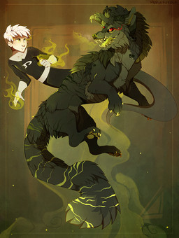 ambiguous_gender black_body black_fur duo feral fur green_eyes male open_mouth paws red_eyes teeth tongue maplespyder danny_phantom nickelodeon danny_fenton canid canine ghost hybrid mammal spirit 2015 digital_media_(artwork) digital_painting_(artwork) hi_res painting_(artwork)