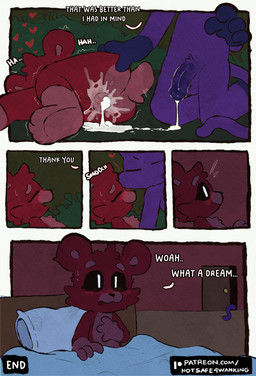 after_sex anthro anus blush bodily_fluids cum cum_from_vagina cum_in_vagina cum_inside cum_pool cum_pooling dialogue door duo female genital_fluids genitals heart_symbol kiss_on_forehead kissing leaking_cum looking_pleasured lying male male/female on_side open_door penis sex sweat tail text under_covers waking_up notsafeforwanking mob_entertainment poppy_playtime smiling_critters bobby_bearhug catnap_(poppy_playtime) absurd_res comic english_text hi_res url