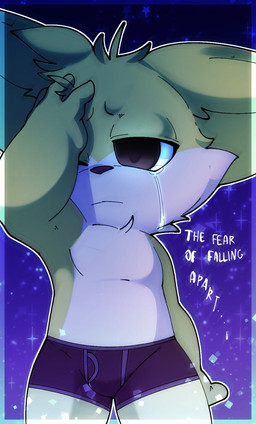 abstract_background anthro black_boxer_briefs black_clothing black_underwear bodily_fluids boxer_briefs boxer_briefs_only clothed clothing countershading crying fur hand_on_head male male_anthro one_eye_closed one_eye_half-closed sad short short_anthro short_male solo tears text topless underwear underwear_only white_body white_countershading yellow_body yellow_fur smite_(artist) league_of_legends riot_games tencent smite_(character) yordle english_text hi_res