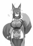 asian_clothing big_breasts breasts clothed clothing dipstick_tail east_asian_clothing eyes_closed female hair heart_symbol huge_breasts inner_ear_fluff japanese_clothing legwear long_hair markings multicolored_tail smile solo tail tail_markings thigh_highs tuft sub-res kiri_(sub-res) animal_humanoid canid canid_humanoid canine canine_humanoid fox_humanoid humanoid mammal mammal_humanoid absurd_res greyscale hi_res monochrome