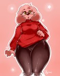 anthro breasts camel_toe clothing eyewear female freckled_face freckles glasses leggings legwear simple_background slightly_chubby solo sweater topwear starsheepsweaters friendship_is_magic hasbro my_little_pony chalk_(driker) canid diamond_dog_(mlp) mammal 2016