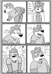 2021 anthro bear beargarbage biped blush bodily_fluids boo-boo_bear butt cindy_bear clothing comic dialogue english_text hanna-barbera hi_res jellystone_(hbo_max) mammal monochrome shirt sweat text topwear yogi_bear