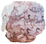 ambiguous_gender anthro bag egg egyptian feral fur group hands_up hook leading markings nest net rock semi-anthro shepherd's_crook side_view simple_colors spots spotted_body spotted_fur standing_upright walking unknown_artist public_domain anatid anseriform anserinae avian bird domestic_cat egyptian_mau felid feline felis goose mammal 12th_century_bc ancient_art before_common_era low_res monochrome traditional_media_(artwork)