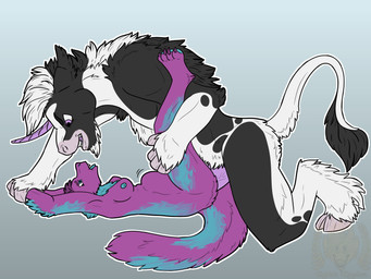 4_toes abdominal_bulge ahegao ambiguous_penetration anthro anthro_on_anthro anthro_penetrated anthro_penetrating anthro_penetrating_anthro arm_tuft bared_teeth big_penis bodily_fluids breasts claws clenched_teeth cum cum_inside digitigrade dominant duo ears_back elbow_tuft erection evil_grin eye_contact facial_tuft feet female female_penetrated fluffy fluffy_legs fluffy_tail from_front_position from_the_front fur genital_fluids genitals hair heart_eyes heart_symbol holding_arms holding_leg hooves horn inflation knee_fluff larger_dom looking_at_another looking_pleasured male male/female markings paws penetration penis pivoted_ears sex shin_tuft size_difference smile spots spotted_body spotted_fur spotted_markings tail teeth toes tuft white_body white_fur kinkykaida mythology aster_(kinkykaida) mia_(miathekobold) dragon equid equine furred_dragon furred_scalie horse kobold mammal mythological_creature mythological_equine mythological_scalie scalie unicorn 4:3 absurd_res hi_res