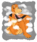 anthro balls cigarette genitals male nude smoking solo tail tattoo genchi canid canine canis domestic_dog mammal shiba_inu spitz