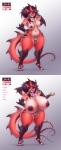 4_arms big_breasts breasts female genitals multi_arm multi_limb nipples non-mammal_nipples nude purple_eyes pussy solo tail text tongue mark_patten mythology animal_humanoid dragon dragon_humanoid humanoid mythological_creature mythological_scalie scalie absurd_res english_text hi_res