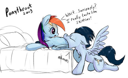 2013 bed blue_fur blue_hair cutie_mark dialog duo english_text equine eyes_closed female feral friendship_is_magic fur hair horse male mammal multi-colored_hair my_little_pony pegasus pillow plain_background pony ponythroat purple_eyes rainbow_dash_(mlp) rainbow_hair soarin_(mlp) text vorarephilia white_background wings wonderbolts_(mlp)
Rating: Questionable
Score: 3
User: lemongrab
Date: October 18, 2013