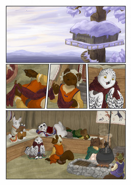 ambiguous_gender anthro biped brown_body brown_fur brown_tail cloud cloudy_sky day feathers female feral fur group inside male scarf sewing sky smile snow stitch_(sewing) tail white_body white_feathers white_fur white_tail yellow_eyes young young_ambiguous young_anthro bjekkergauken ailu_(bjekkergauken) ching helbme_(bjekkergauken) mithra_(bjekkergauken) shadi_(bjekkergauken) shirin_(bjekkergauken) unni_(bjekkergauken) vide_(bjekkergauken) arctic_fox avian bird canid canine fox gulonine hare horned_owl lagomorph leporid mammal marten mountain_hare mustelid musteline owl pine_marten snowy_owl true_fox true_owl 2025 colored comic hi_res